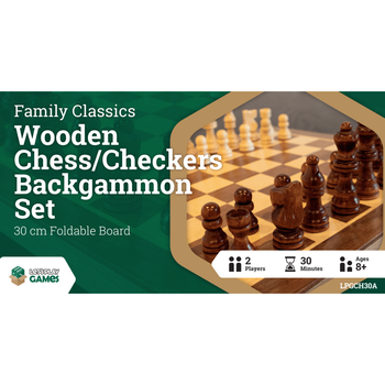 LPG Wooden Folding ChessCheckersBackgammon Set 30cm