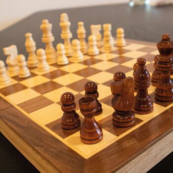 LPG Wooden Folding ChessCheckersBackgammon Set 30cm
