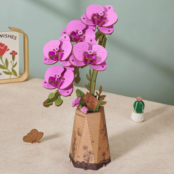 Rowood  DIY Wooden Flower Purple Moth Orchid